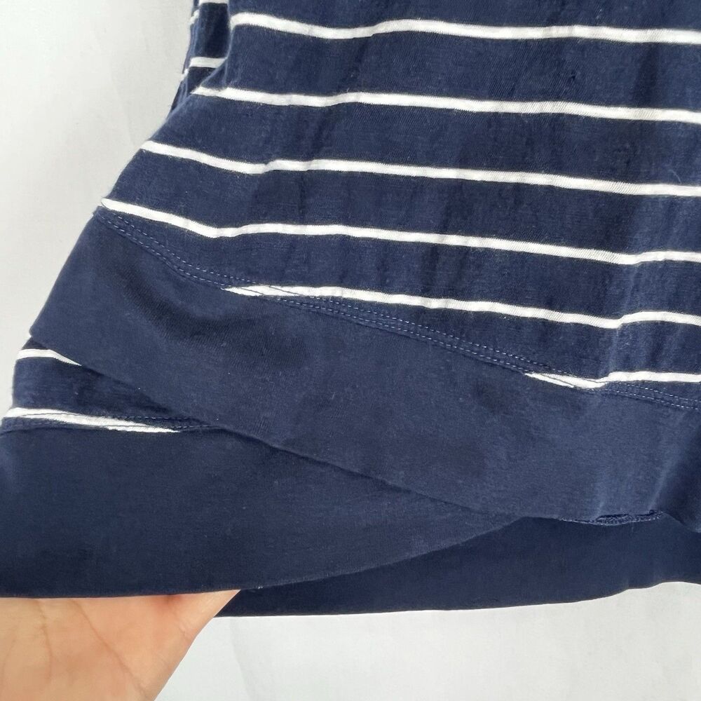 Caslon By Nordstrom Navy White Striped Top Long Sleeve Cotton Lightweight XS - Picture 5 of 8
